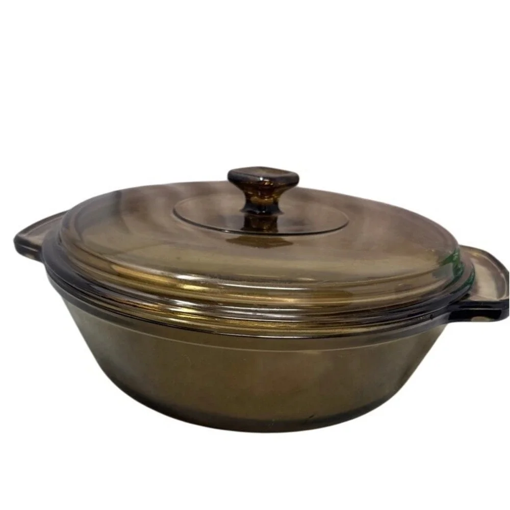 Anchor Hocking Amber Glass Casserole Dish with Lid 2 QT 9 Inch Round 1039 USA